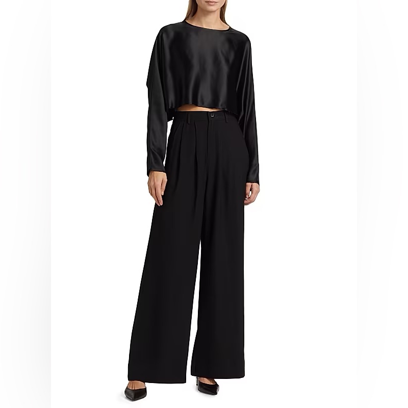 Nonchalant Black Polyester Fabi Wide Leg Pant Size S